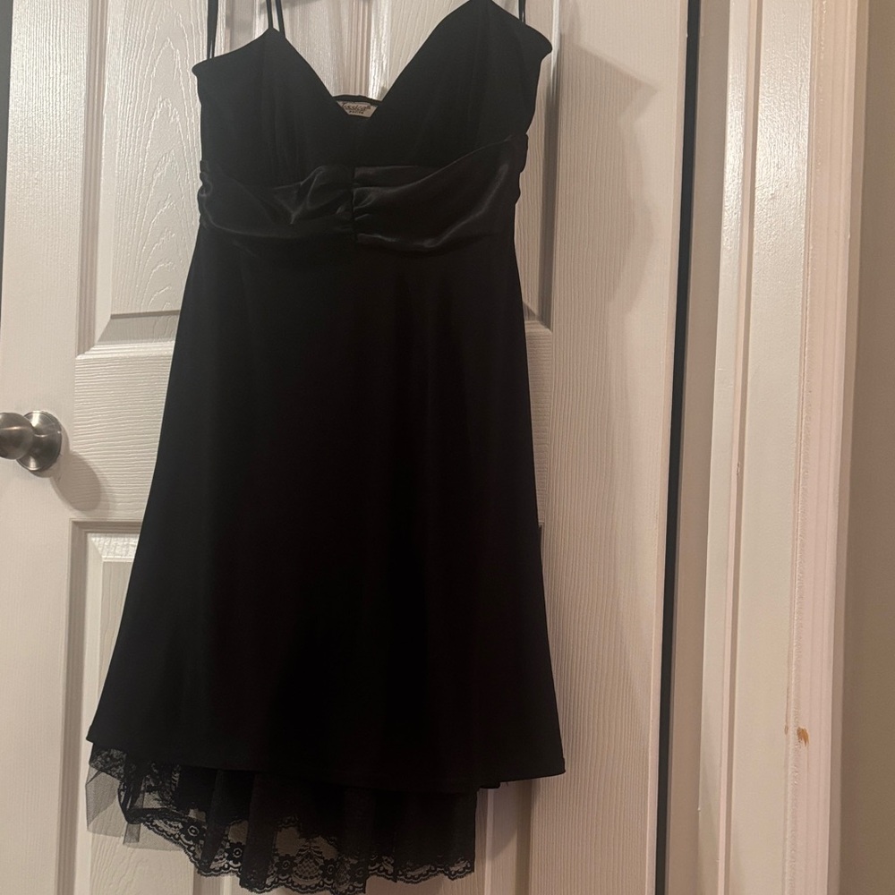 Jessica Black Mini Dress with Lace Detail